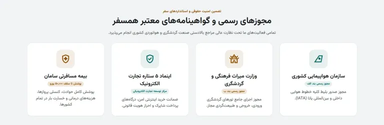 مجوزهای رسمی آژانس مسافرتی همسفر