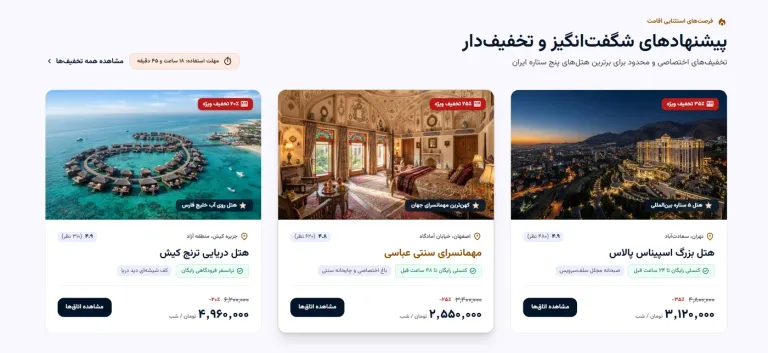 پیشنهاد شگفت انگیز هتل های تخفیف خورده