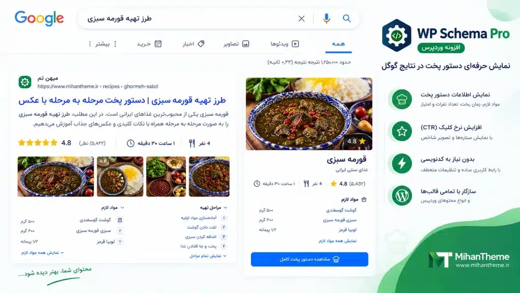 افزونه اسکیما پرو - دانلود افزونه WP Schema Pro (جدید 1 افزونه WP Schema Pro - اسکیمای طرز تهیه