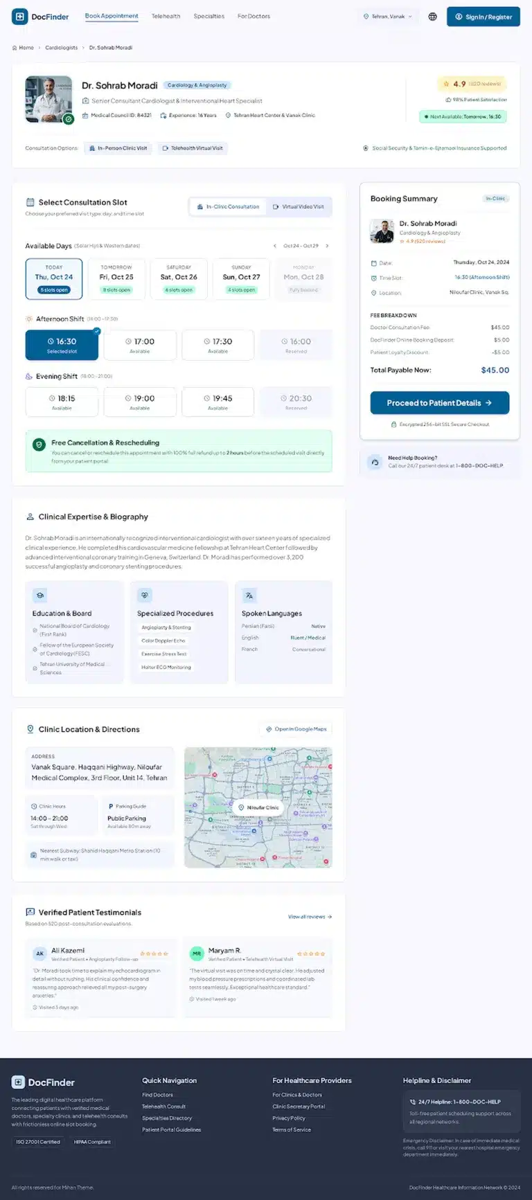 طراحی سایت نوبت دهی آنلاین پزشکان به زبان انگلیسی